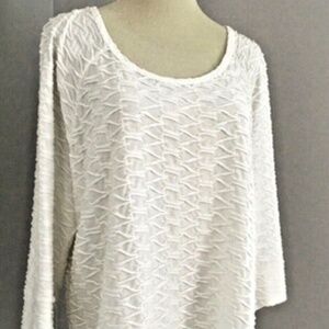 Sejour Women White Textured 3/4 Sleeve Tunic 1X Plus from Nordstrom Rack